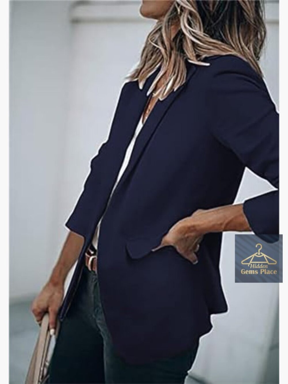 Casual Long Sleeve Button Lapel Blazer Jacket Loose Solid Work Office Coat - Picture 3 of 5